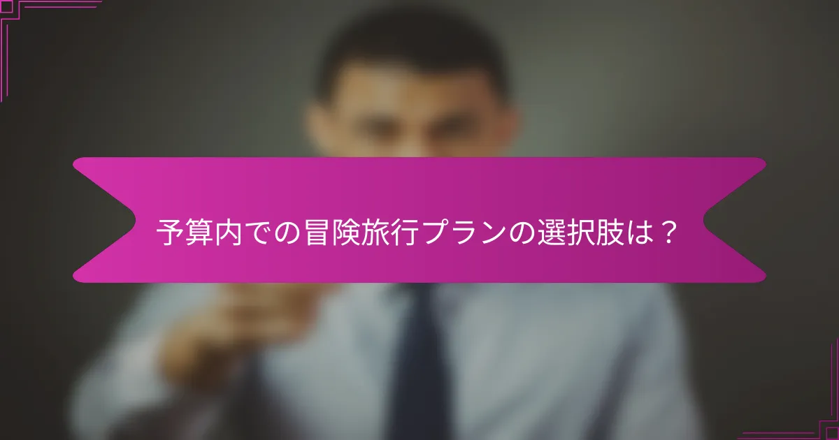 予算内での冒険旅行プランの選択肢は？